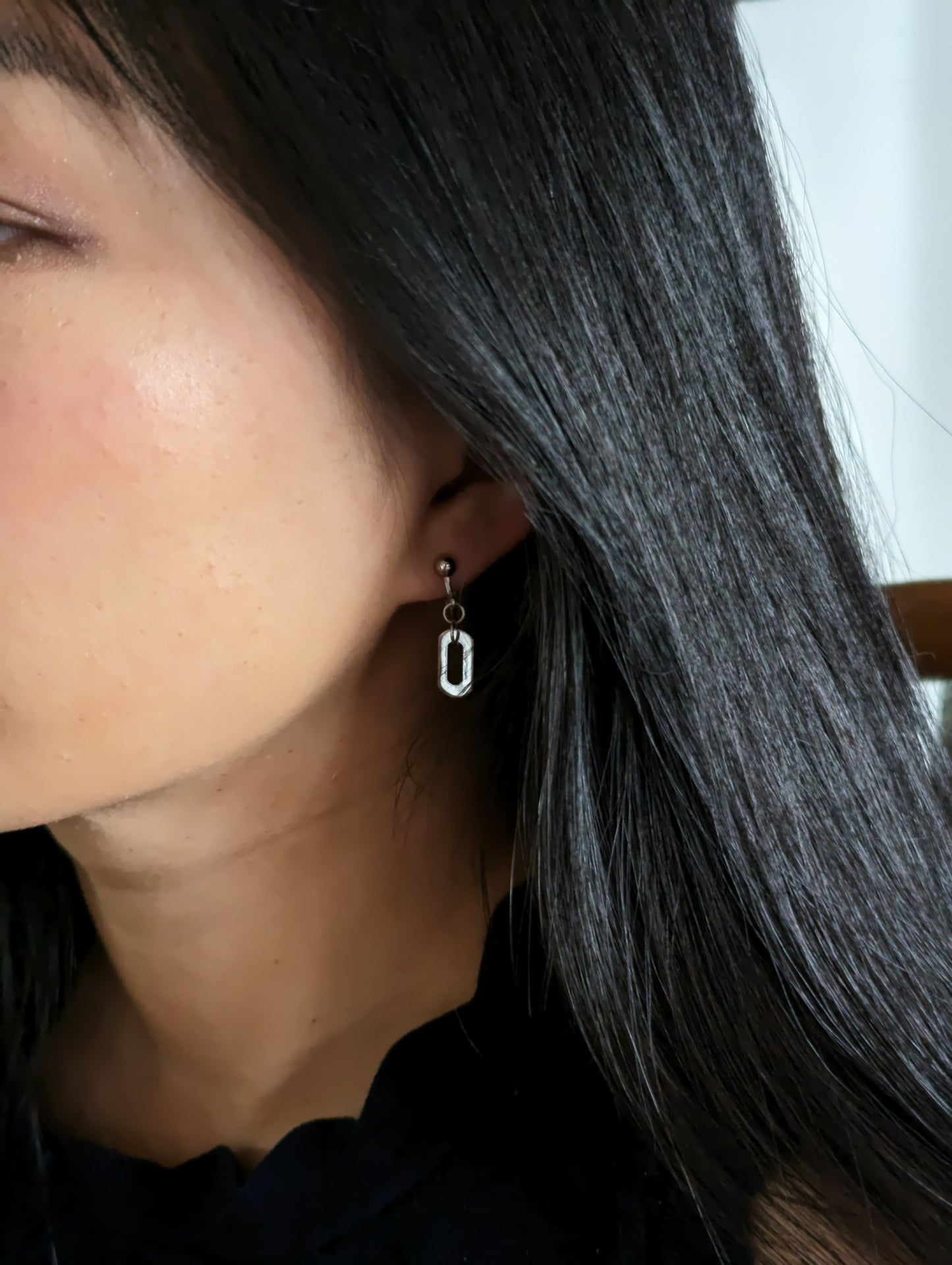 Silver Chain-link Mismatched Clip-on Earrings