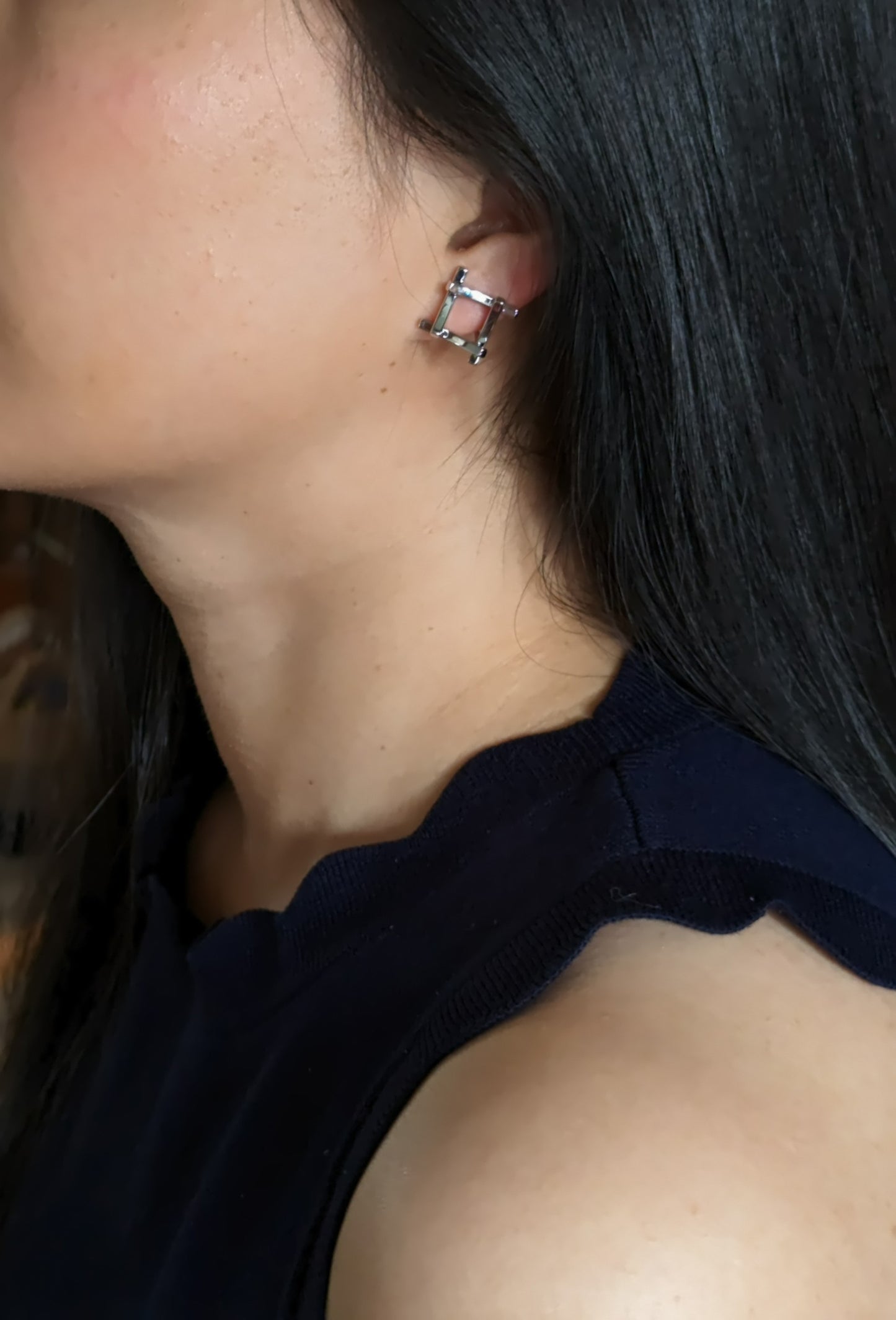 Square Clip-on Earrings in Silver