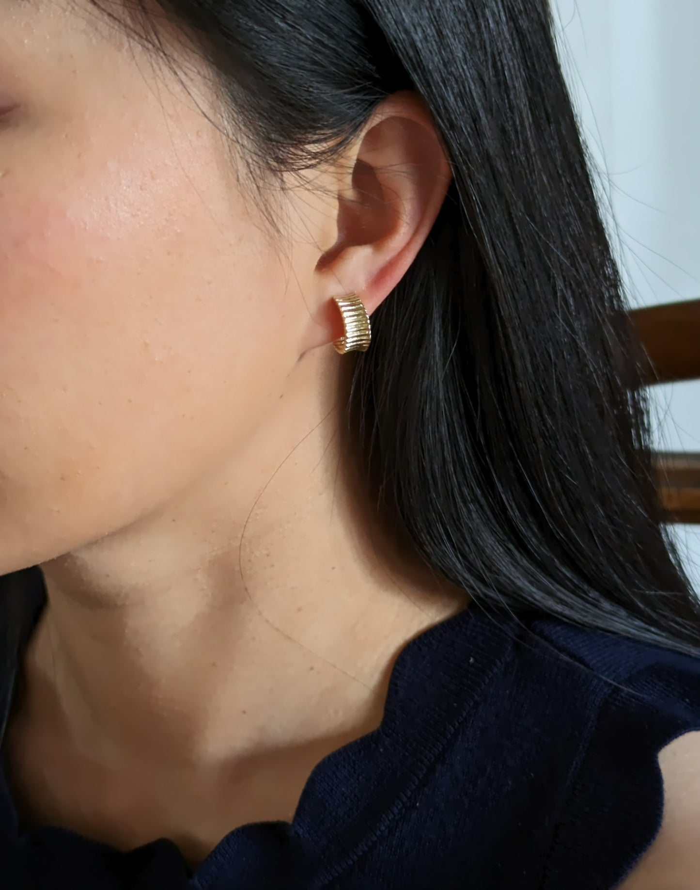 Textured Gold Huggie Clip-on Earrings