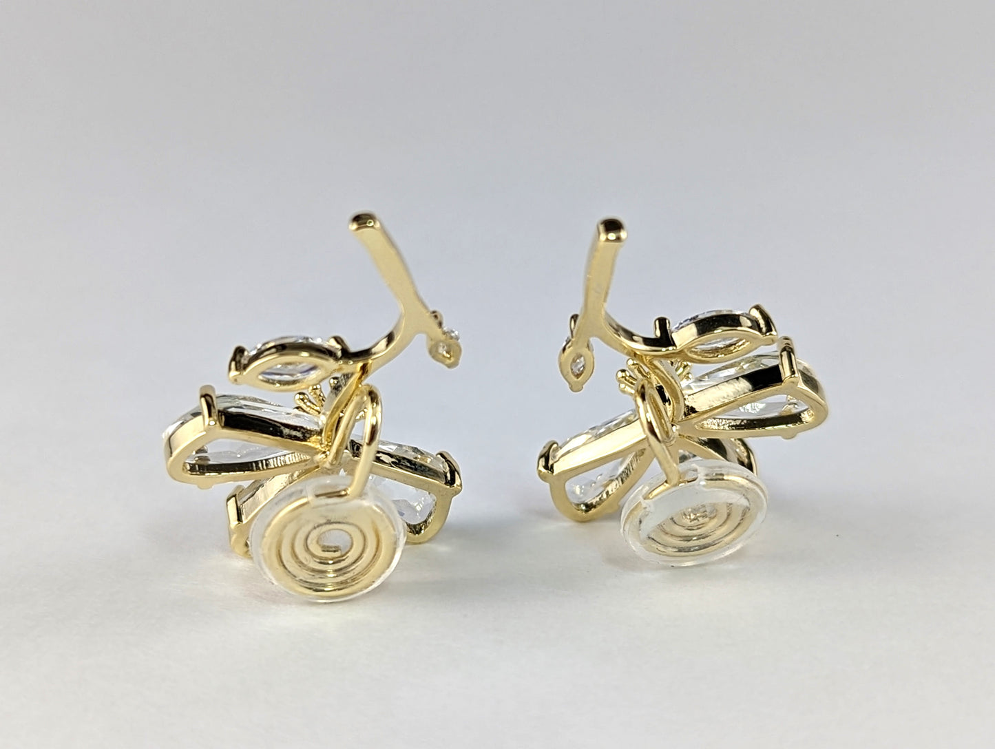 Crystal Petaled Gold Flower Clip-on Earrings