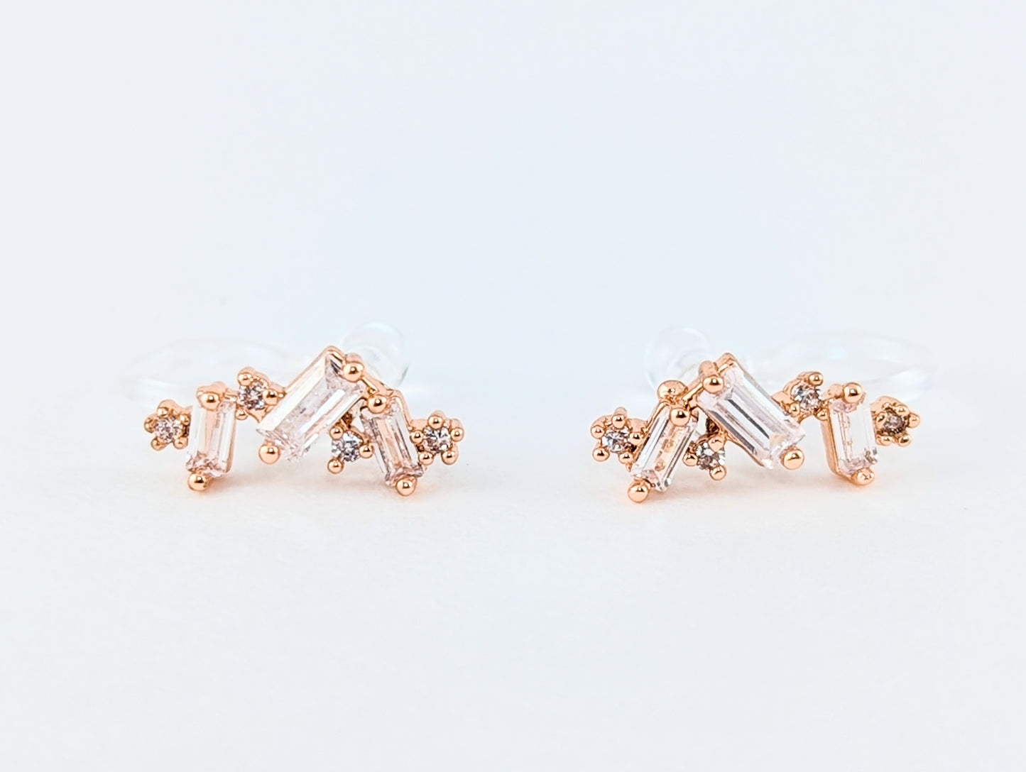 Ultra lightweight Sienna Gem Clip-on Earrings in Rose Gold