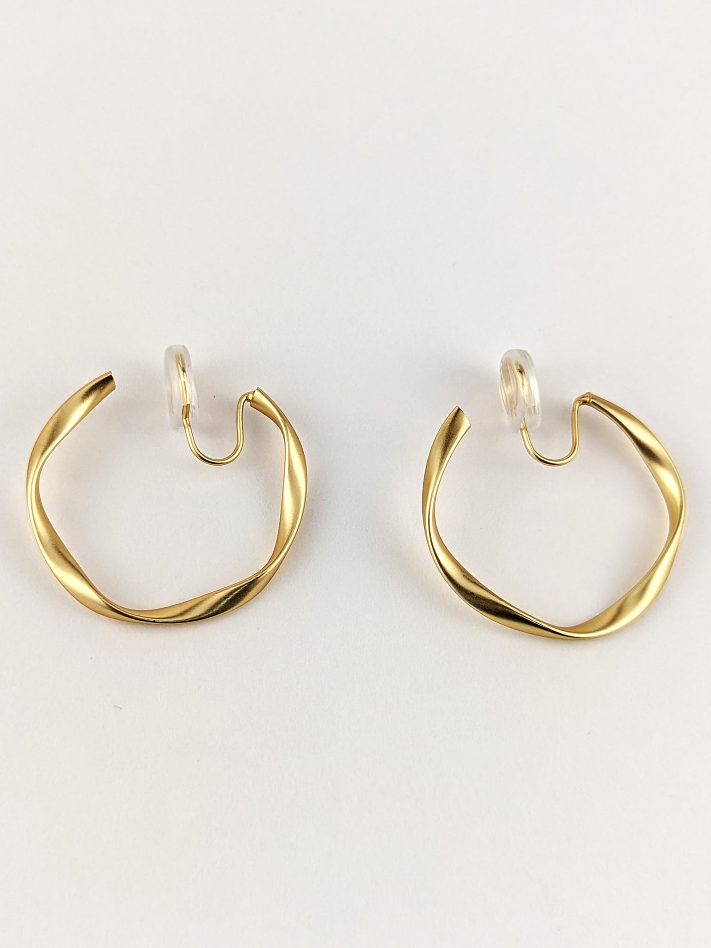 Matte Gold Twisted Hoop Clip-on Earrings