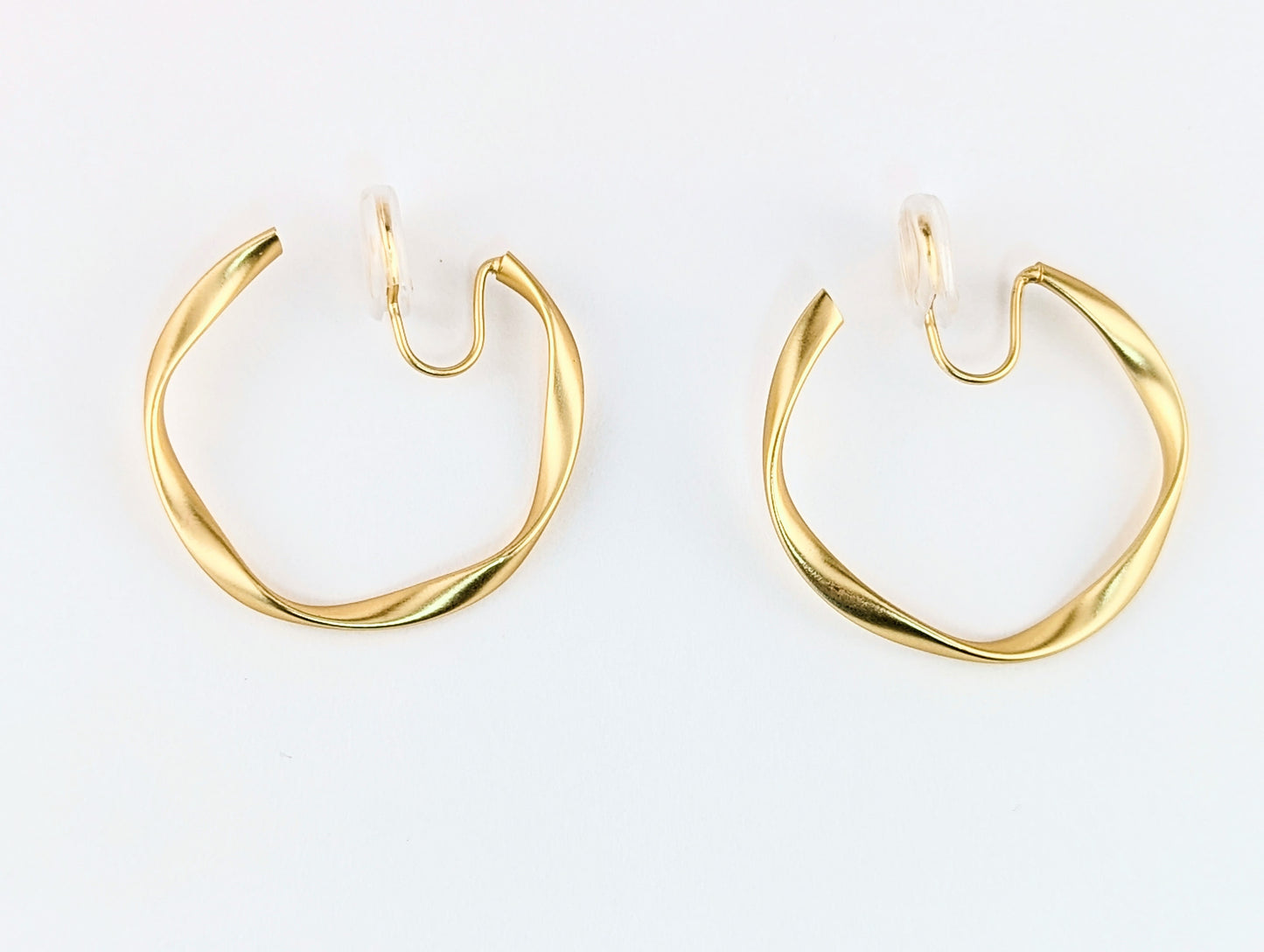 Matte Gold Twisted Hoop Clip-on Earrings