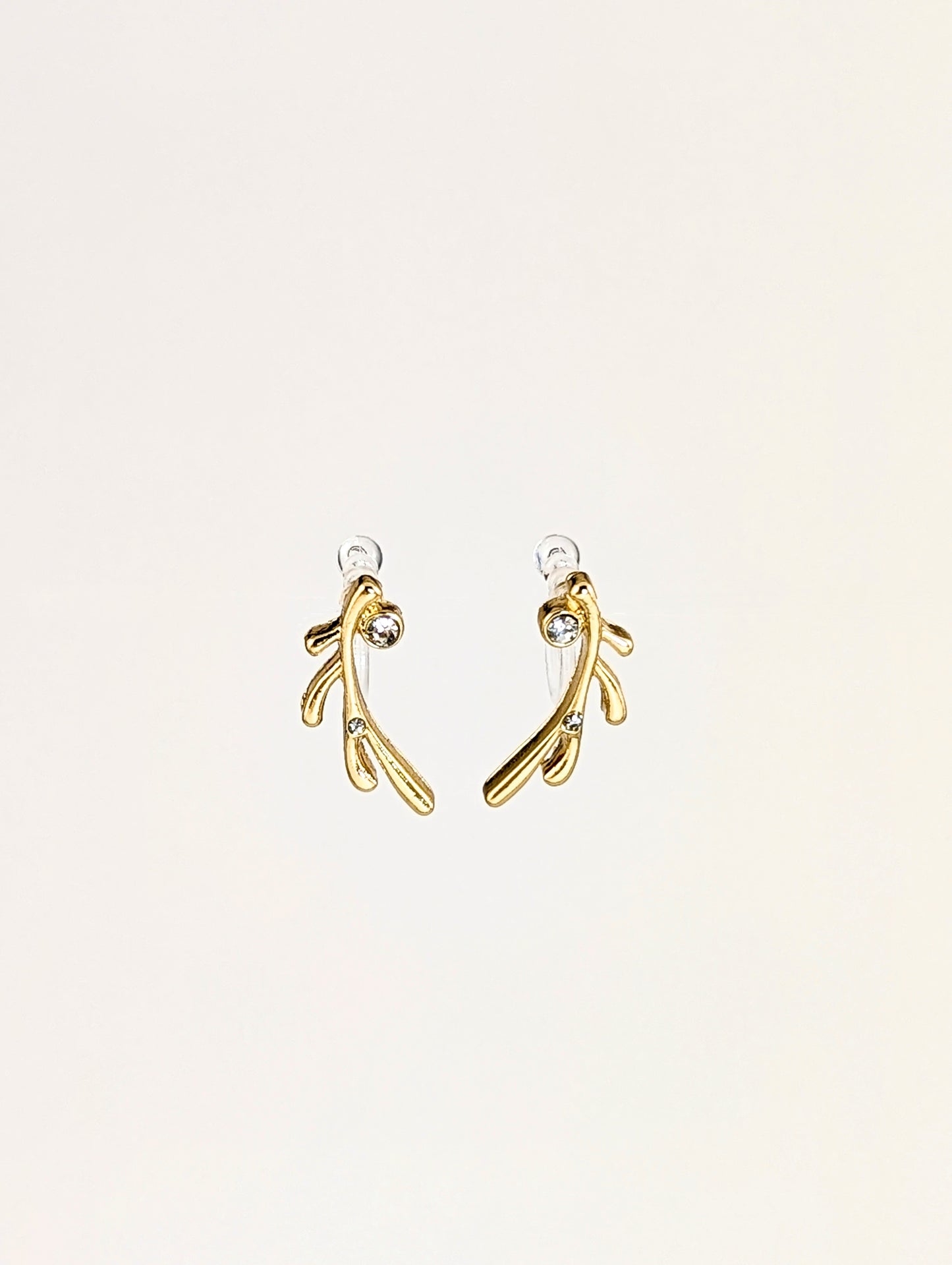 Olive Branch Gold Clip-on Earrings