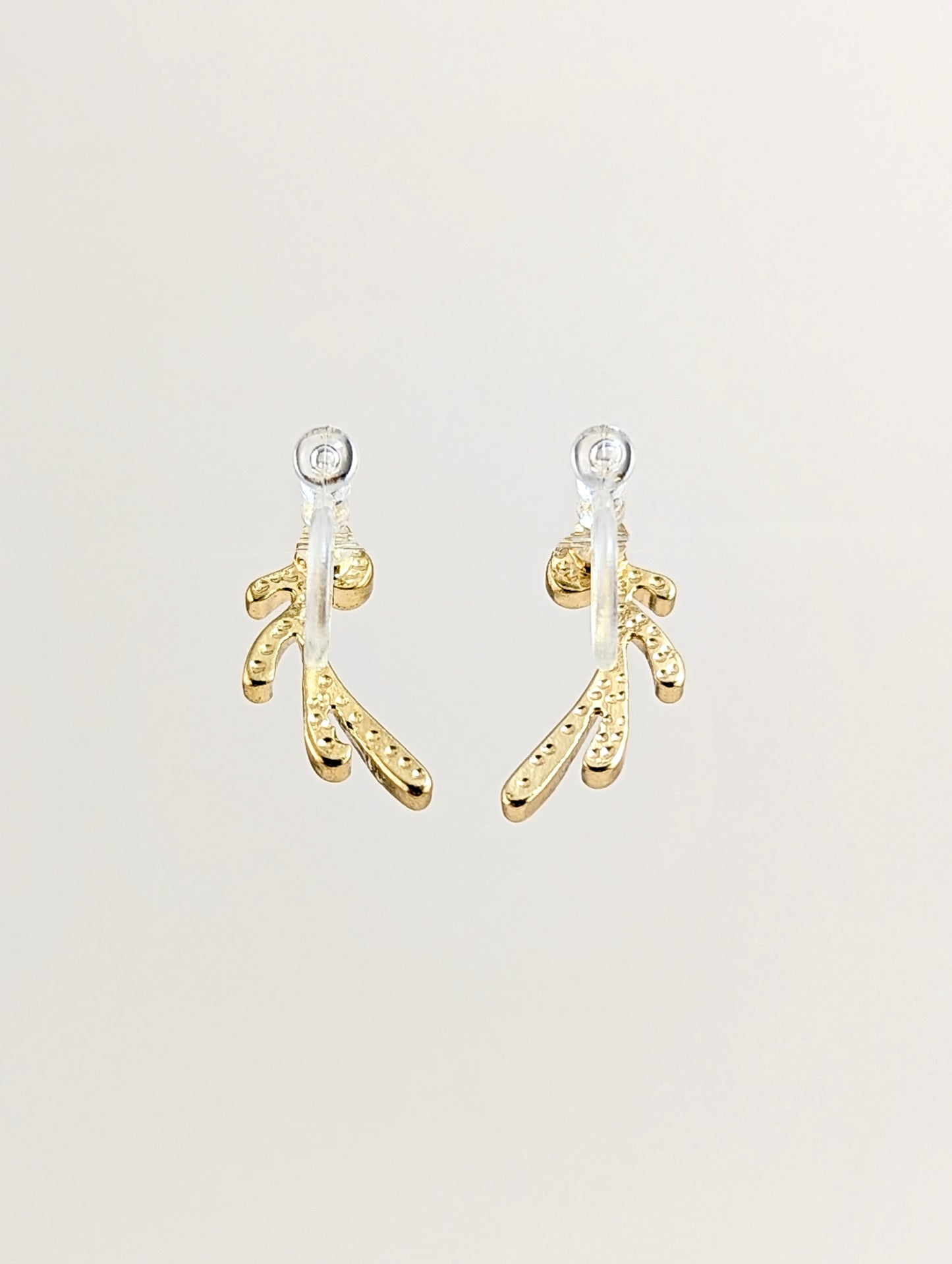 Olive Branch Gold Clip-on Earrings