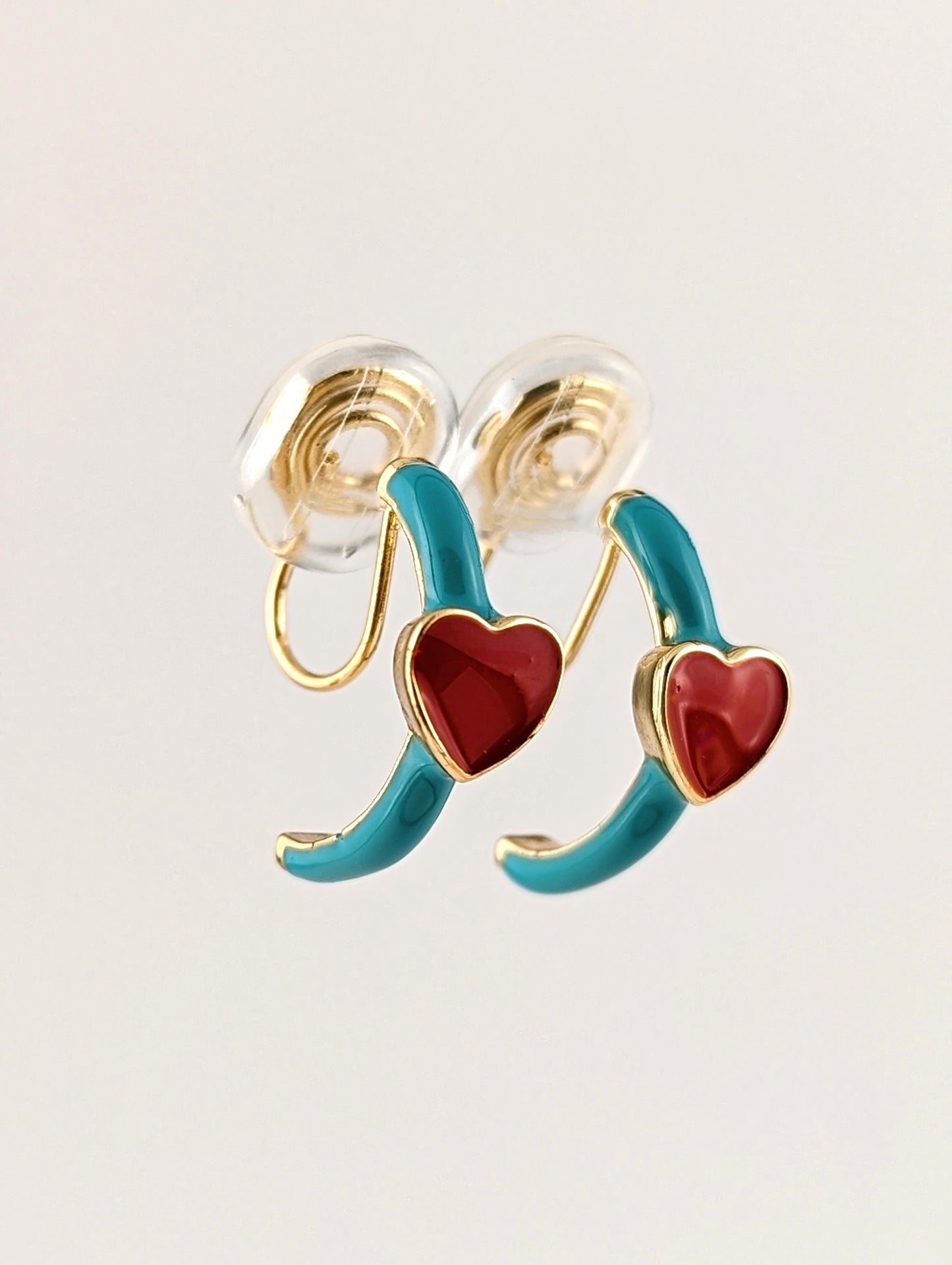 Cutesy Heart Enamel Hoop Clip-on Earrings