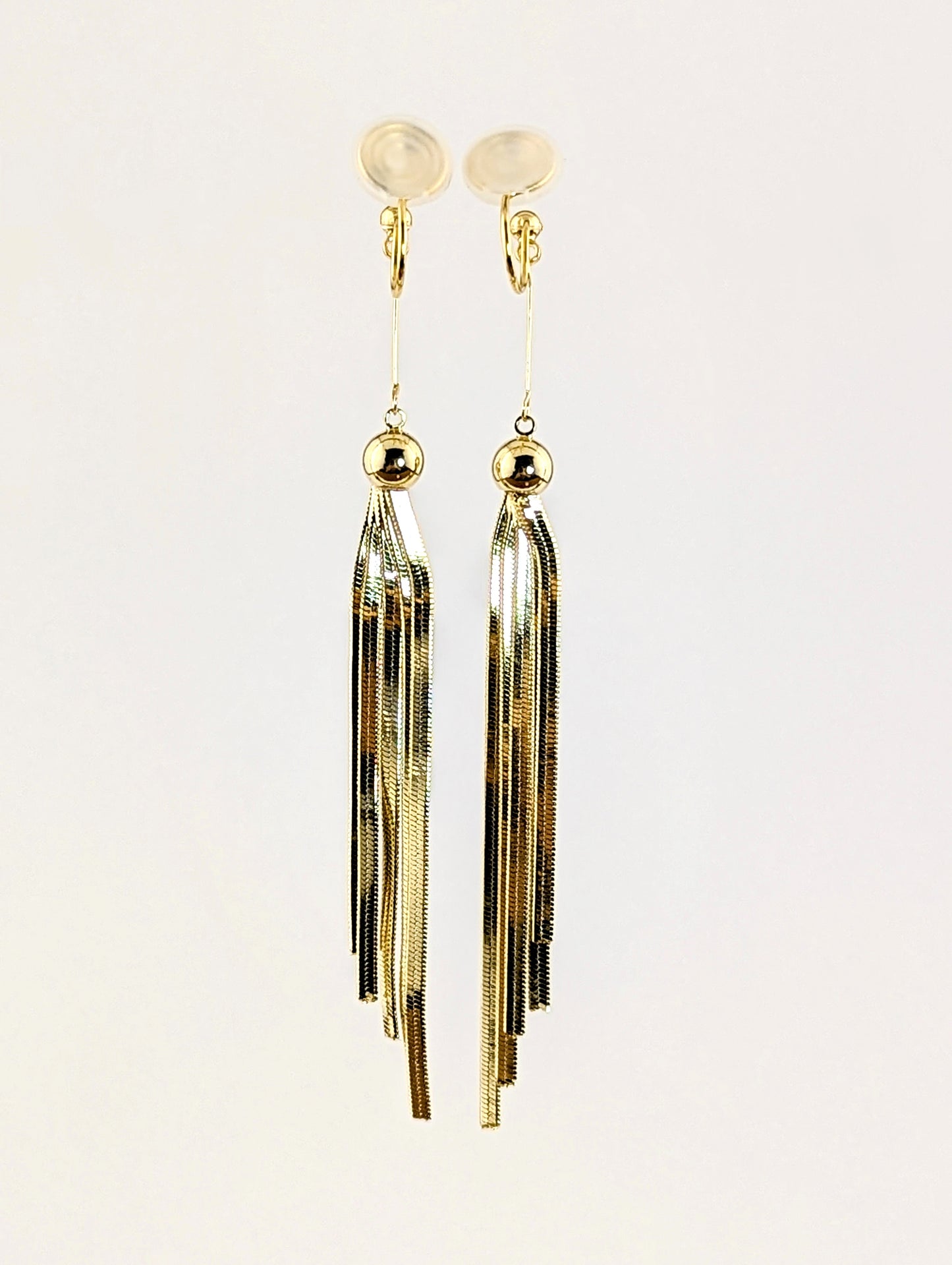 Golden Tassel Clip-on Earrings