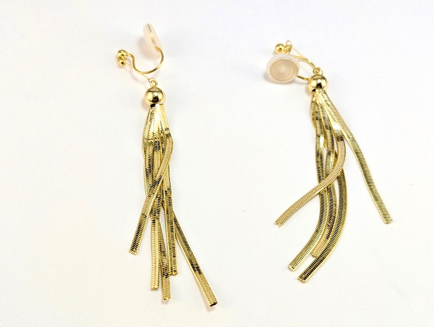 Golden Tassel Clip-on Earrings