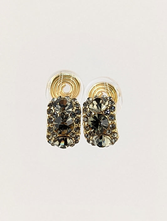 Shiny Charcoal Gray Gem Clip-on Earrings