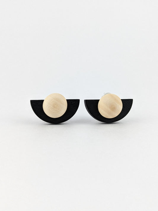 Milan Semi-circle Wooden Clip-on Earrings