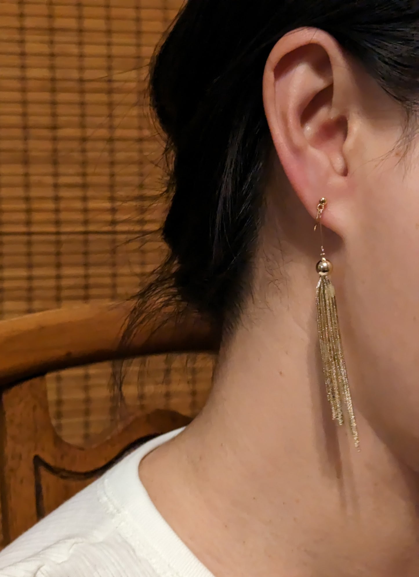 Golden Tassel Clip-on Earrings