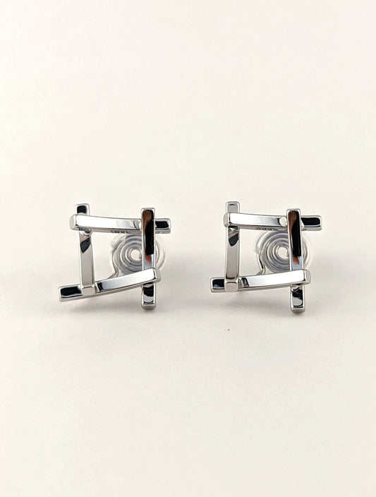 Square Clip-on Earrings in Silver